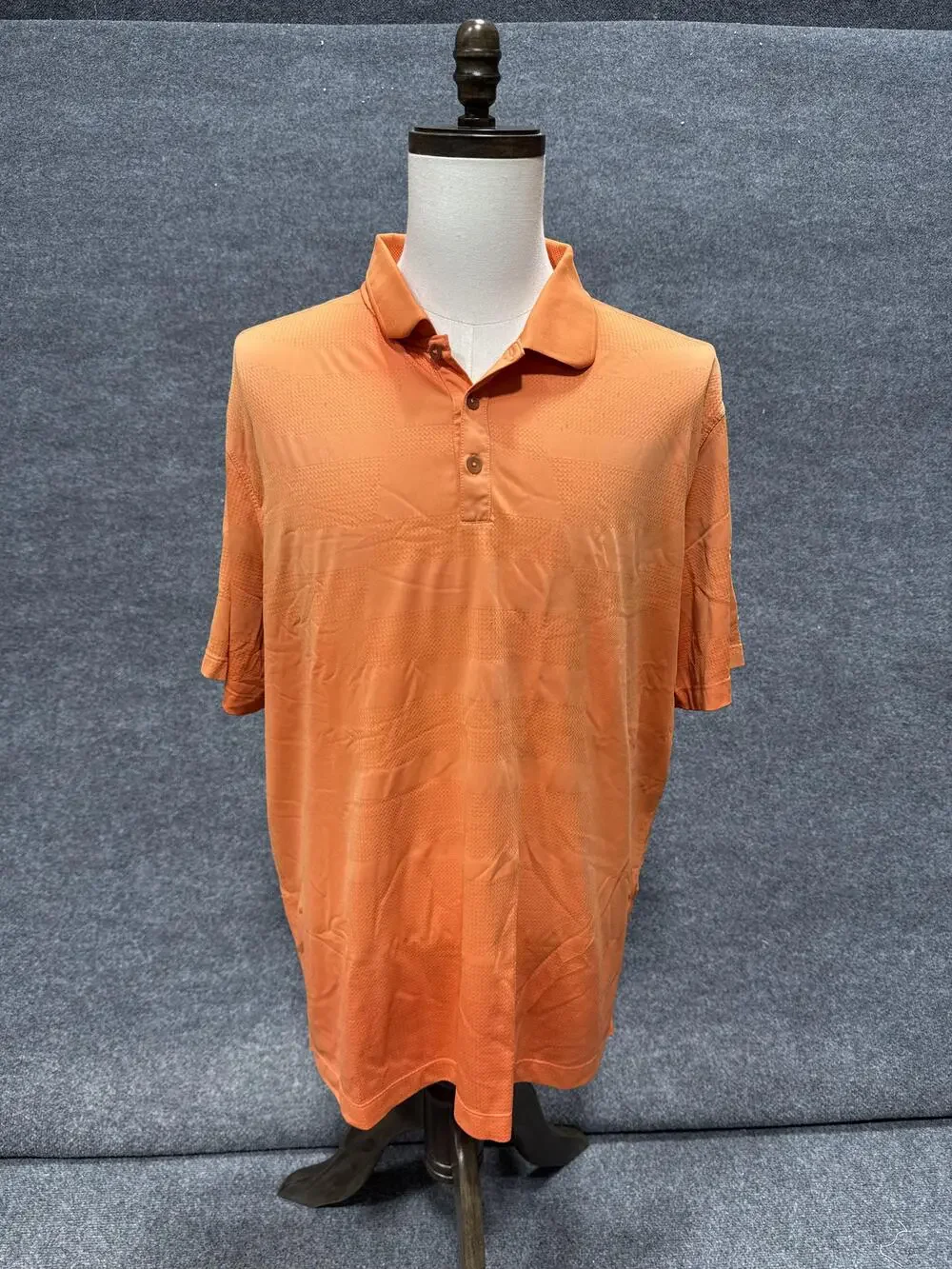 Nike Polo Shirt Mens 2XL Orange Mesh Solid Short Sleeve Golf Performance Top